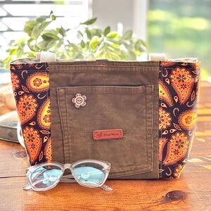 Paisley Patterned Tote Bag - Orange and Brown